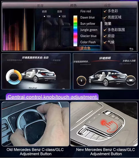 64 colori per auto, aria condizionata, turbina, bocchette, luce ambientale per Mercedes-Benz A